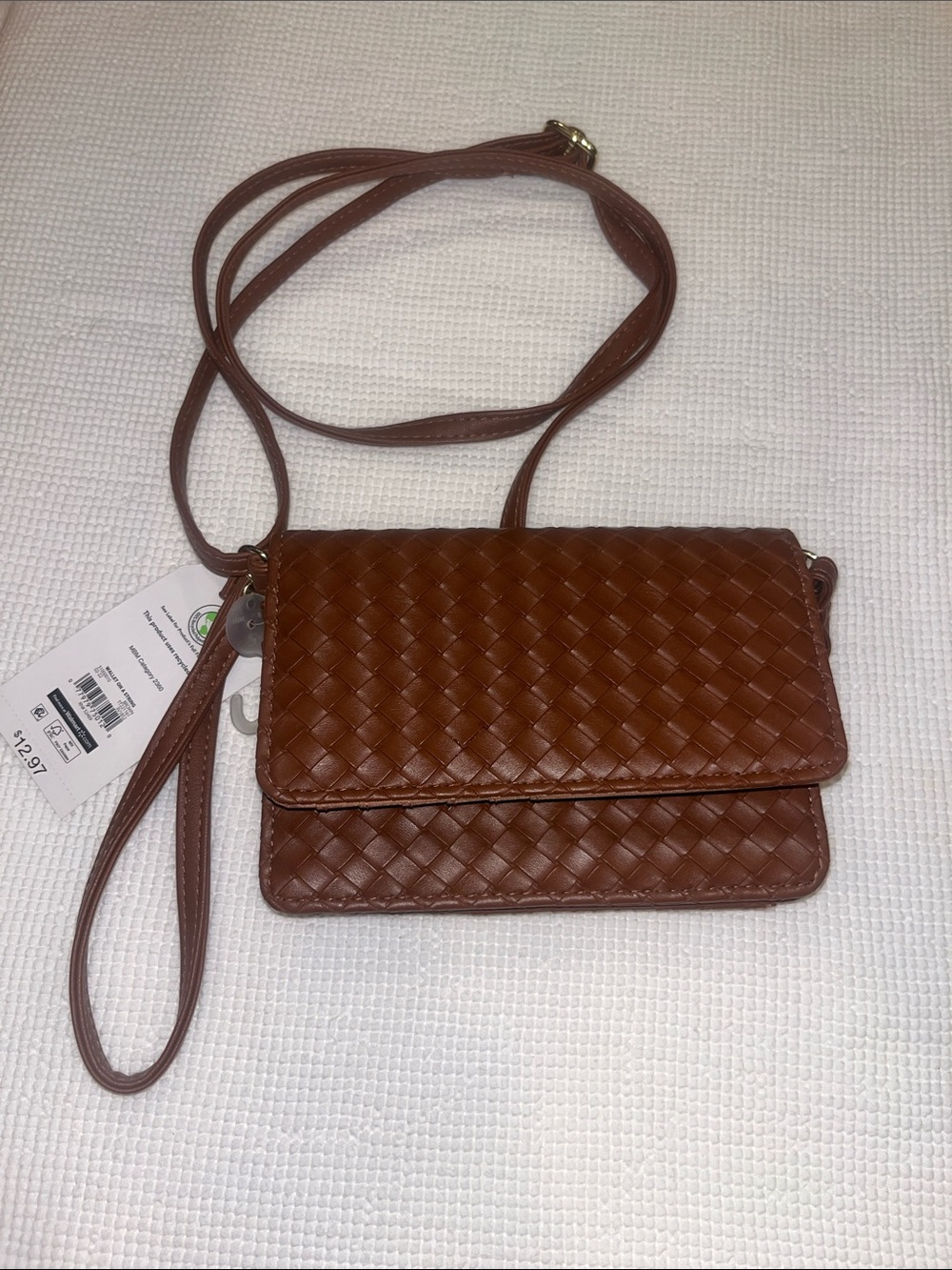 Time and Tru Brown Woven Crossbody Bag - Picture 1 of 4
